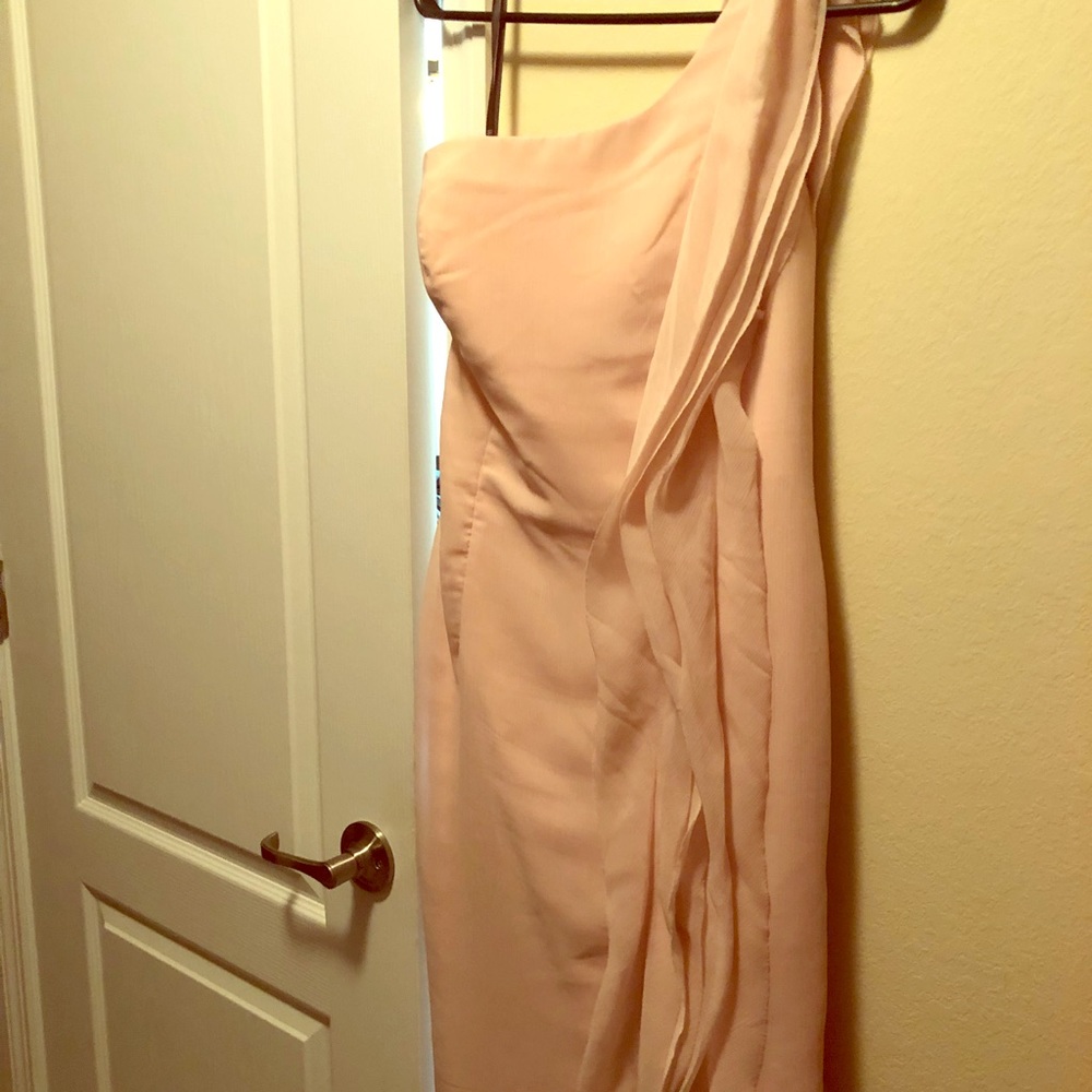Vera Wang white collection blush colored dress